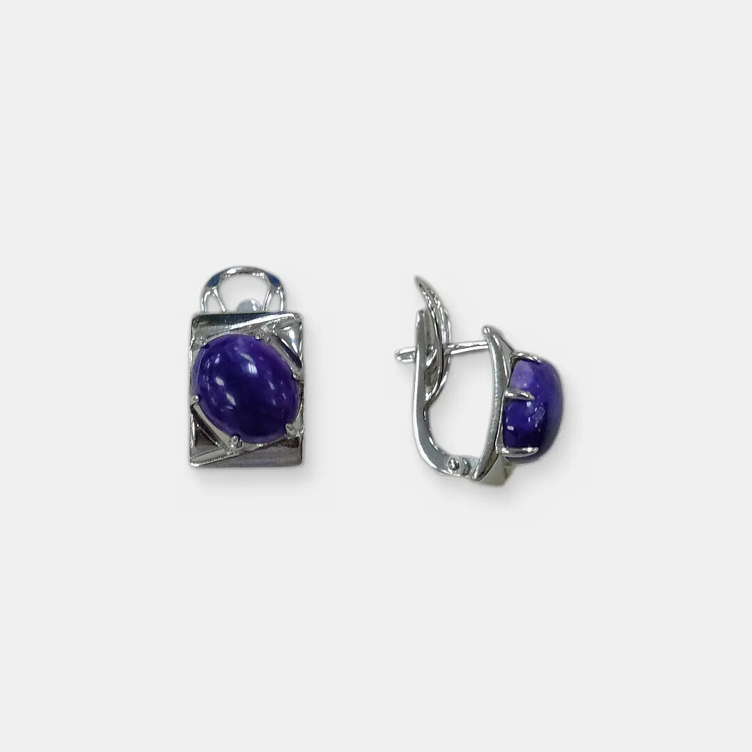 Серебряные серьги с чароитами